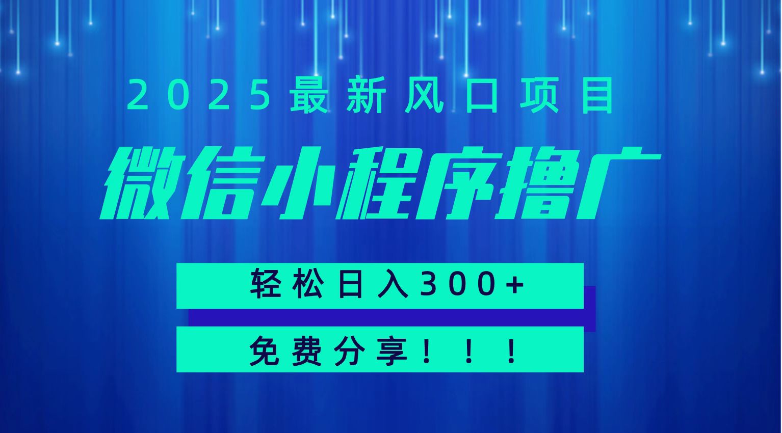 微信小程序撸广，最新风口项目，日入300+ 免费分享 可批量操作 小白可轻松上手！！-藏宝阁