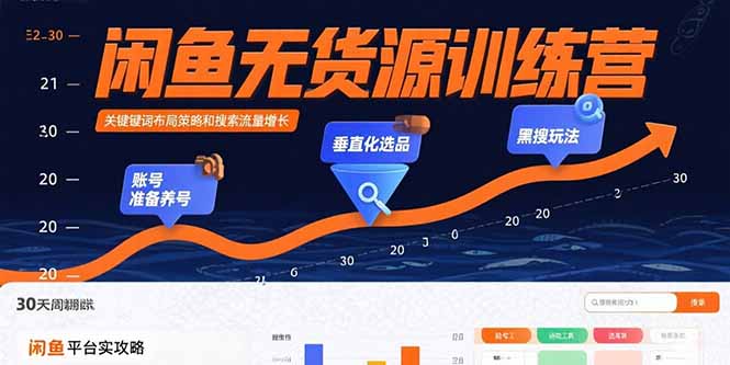 闲鱼无货源训练营：账号准备养号/垂直化选品/黑搜玩法，0基础30天盈利指南-藏宝阁