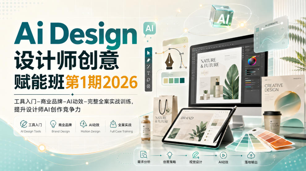 Ai Design设计师创意赋能班第1期2026｜工具入门‑商业品牌‑AI动效‑完整全案实战训练，提升设计师AI创作竞争力-藏宝阁