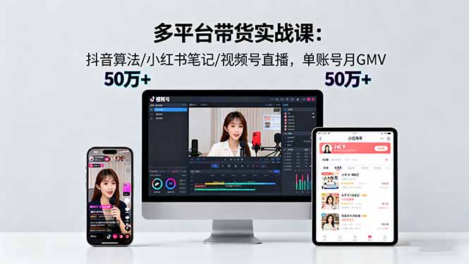多平台带货实战课18.0：抖音算法/小红书笔记/视频号直播，单账号月GMV50w+-藏宝阁