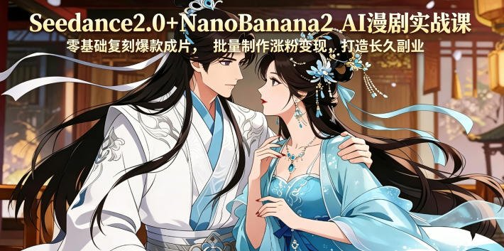 Seedance2.0+NanoBanana2 AI漫剧实战课，零基础复刻爆款成片涨粉变现，打造长久副业收益-藏宝阁