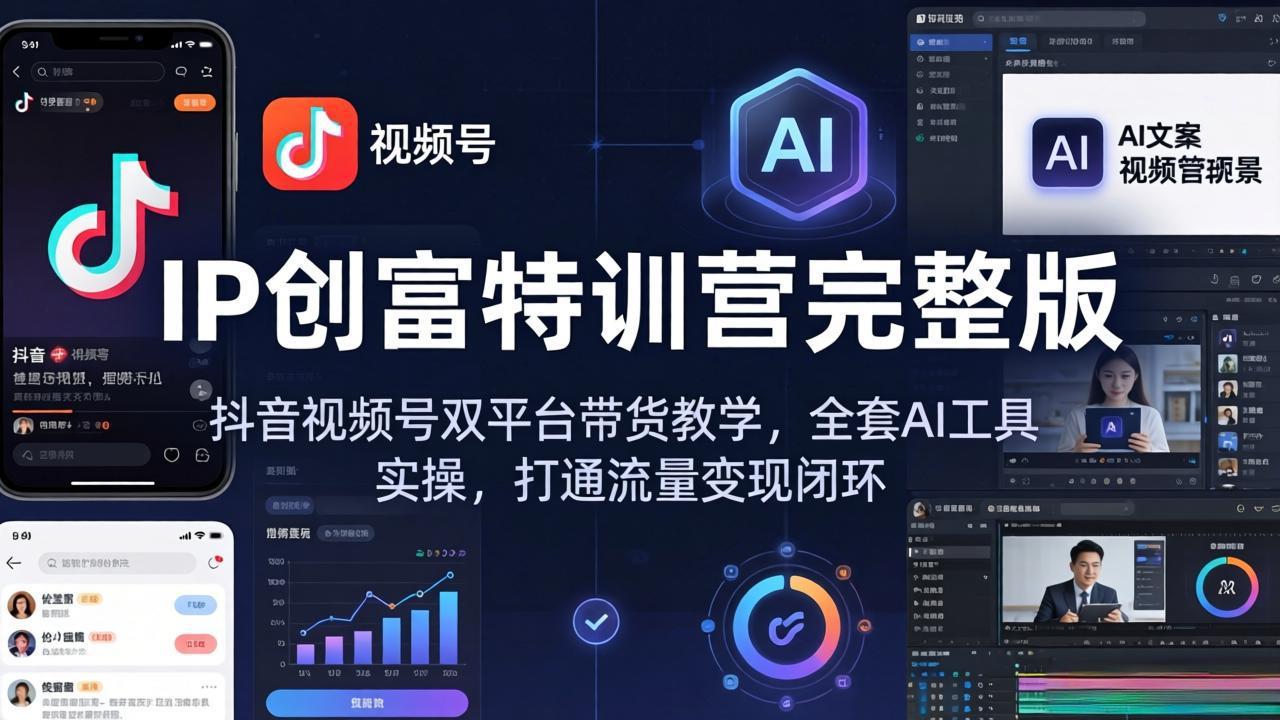 IP创富特训营完整版：抖音视频号双平台带货教学，全套AI工具实操，打通流量变现闭环-藏宝阁