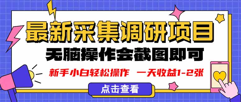 新版采集调研项目，截图上传即可，无脑操作，日收益1-2张-藏宝阁