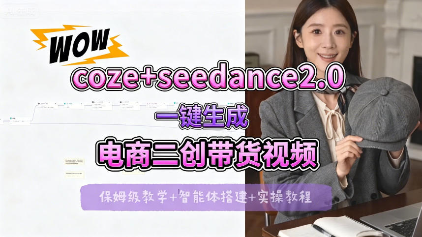 【Coze工作流搭建实操教程】seedance2.0+coze一键生成电商二创带货视频，全流程保姆级教学-藏宝阁