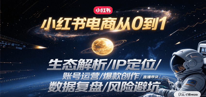 小红书电商从0到1：生态解析/IP定位/ 账号运营/爆款创作/直播带货/数据复盘/风险避坑-藏宝阁