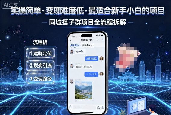 实操简单，变现难度低，最适合新手小白做的项目，每天轻松收入3张，同城搭子群项目全流程拆解-藏宝阁