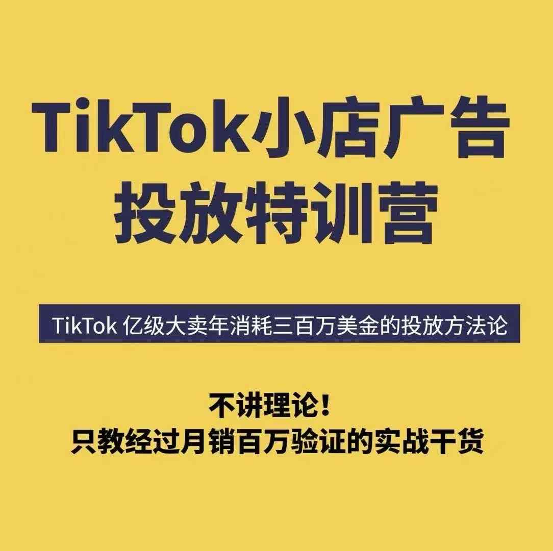 TikTok小店广告投放特训营，6天破局计划专治各种“投不动”，教你经过月销百万验证的实战干货-藏宝阁