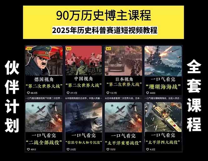 图片[1]-历史短视频赛道变现课，百集素材库应用，文案剪辑技巧，账号运营全案-藏宝阁