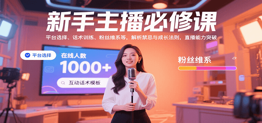 新手主播必修课：平台选择、话术训练、粉丝维系等，解析禁忌与成长法则，突破直播能力-藏宝阁