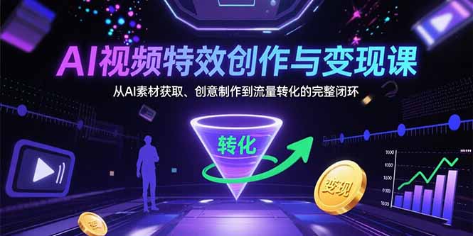 AI视频特效创作与变现课：从AI素材获取、创意制作到流量转化的完整闭环-藏宝阁