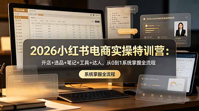2026小红书电商实操特训营：开店+选品+笔记+工具+达人，从0到1系统掌握全流程-藏宝阁