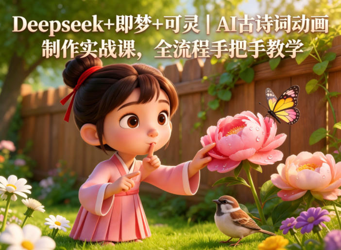 Deepseek+即梦+可灵｜AI古诗词动画制作实战课，全流程手把手教学-藏宝阁