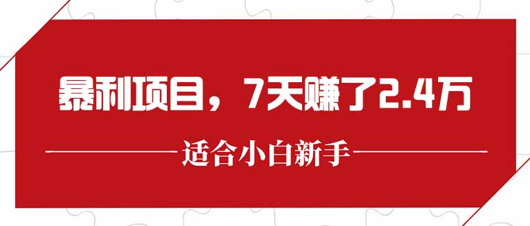 最新暴利项目，每单收益轻松在300以上，7天赚了2.4万-藏宝阁