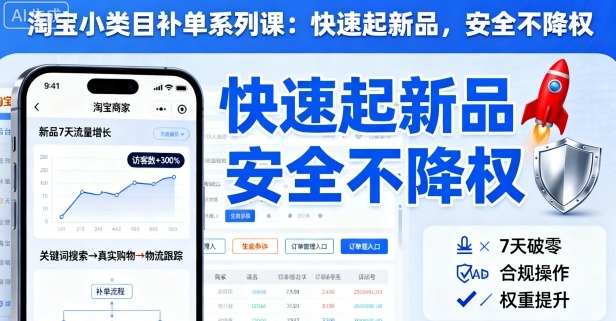 淘宝小类目补单系列课，快速起新品，安全不降权-藏宝阁