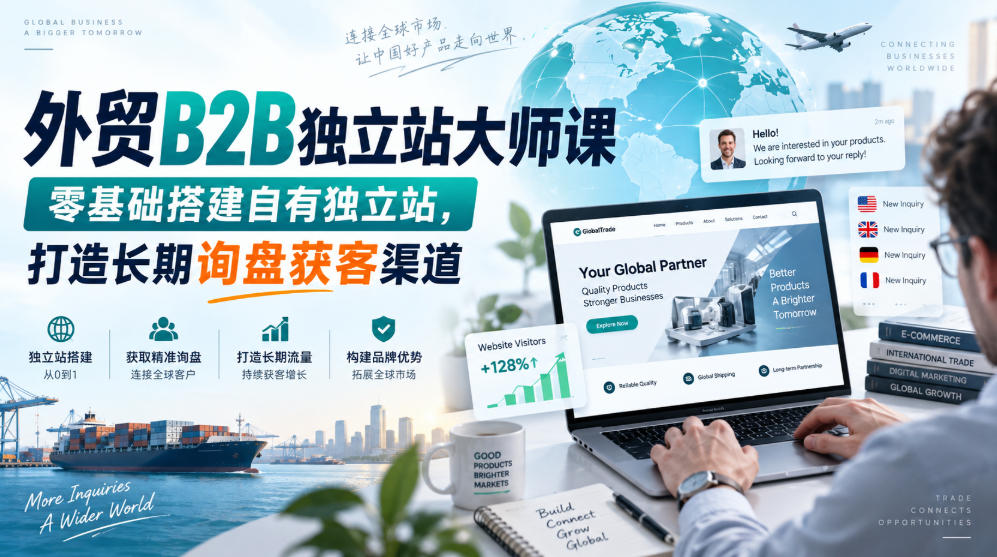外贸B2B独立站大师课，零基础搭建自有独立站，打造长期询盘获客渠道-藏宝阁