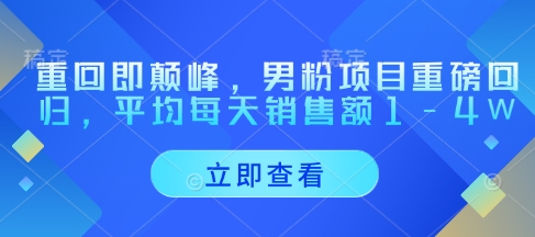重回即颠峰，男粉项目重磅回归，平均每天销售额1-4W-藏宝阁