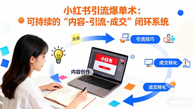 小红书引流爆单术：构建一套低成本 可持续的“内容-引流-成交”闭环系统-藏宝阁