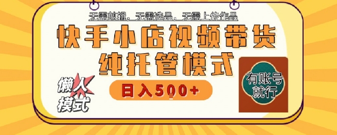 快手小店托管代运营，无需剪辑，无需选品，无需上传作品，全程无需操作，轻松月入5k+【揭秘】-藏宝阁