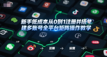新手低成本从0到1注册并搭建多账号全平台矩阵操作教学，手机号-邮箱-IP-工具-藏宝阁