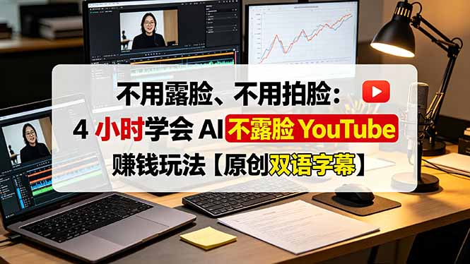 不用露脸、不用拍脸：4 小时学会 AI 不露脸 YouTube 赚钱玩法【原创双语字幕】-藏宝阁