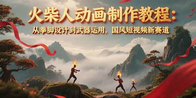 火柴人动画制作教程：从拳脚设计到武器运用，国风短视频新赛道-藏宝阁