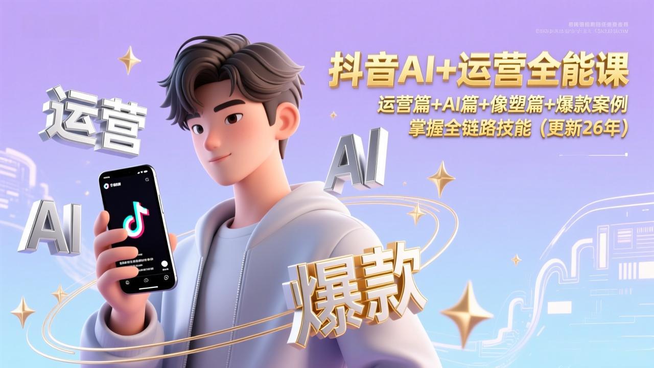 抖音AI+运营全能课，运营篇+AI篇+像塑篇+爆款案例，掌握全链路技能(更新26年-藏宝阁