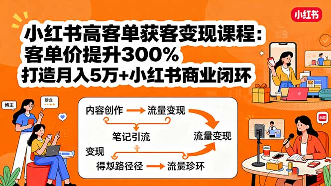 小红书高客单获客变现课程：客单价提升300%，打造月入10万+小红书商业闭环-藏宝阁