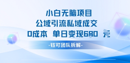 小白无脑项目公域引流私域成交0成本单日变现680米-藏宝阁