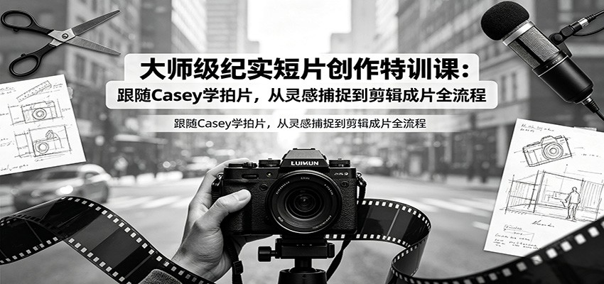 大师级纪实短片创作特训课：跟随Casey学拍片，从灵感捕捉到剪辑成片全流程-藏宝阁