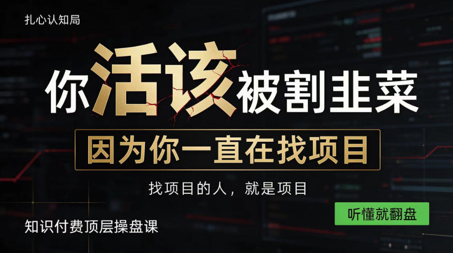 做项目不如卖项目，做知识付费自己当老板，知识付费顶层操盘课，听懂就翻盘【揭秘】-藏宝阁