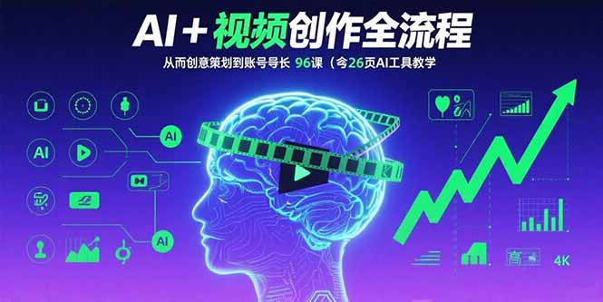 AI+短视频创作全流程：从创意策划到账号增长，96节课(含26项AI工具教学-藏宝阁
