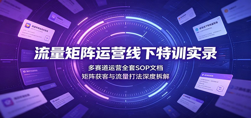 流量矩阵运营线下特训实录：多赛道运营全套SOP文档，矩阵获客与流量打法深度拆解-藏宝阁