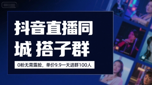 抖音直播同城搭子群，0粉无需露脸，单价19.9，一天进群100人-藏宝阁