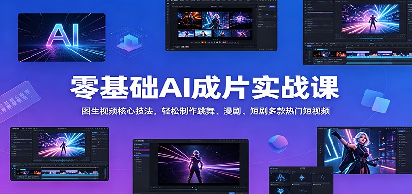 零基础AI成片实战课：图生视频核心技法，轻松制作跳舞、漫剧、短剧多款热门短视频-藏宝阁