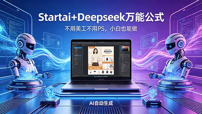 AI自动做电商详情页：Startai+Deepseek万能公式，不用美工不用PS，小白也能做-藏宝阁