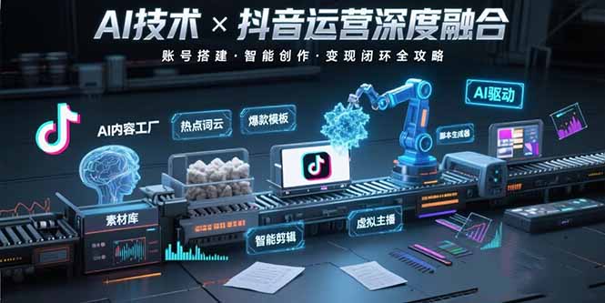 AI技术与抖音运营的深度融合应用：涵盖账号搭建、内容创作、收益变现等-藏宝阁