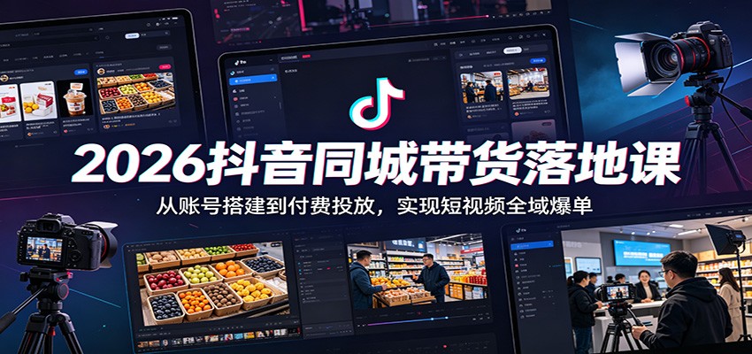 2026抖音同城带货落地课：从账号搭建到付费投放，实现短视频全域爆单-藏宝阁
