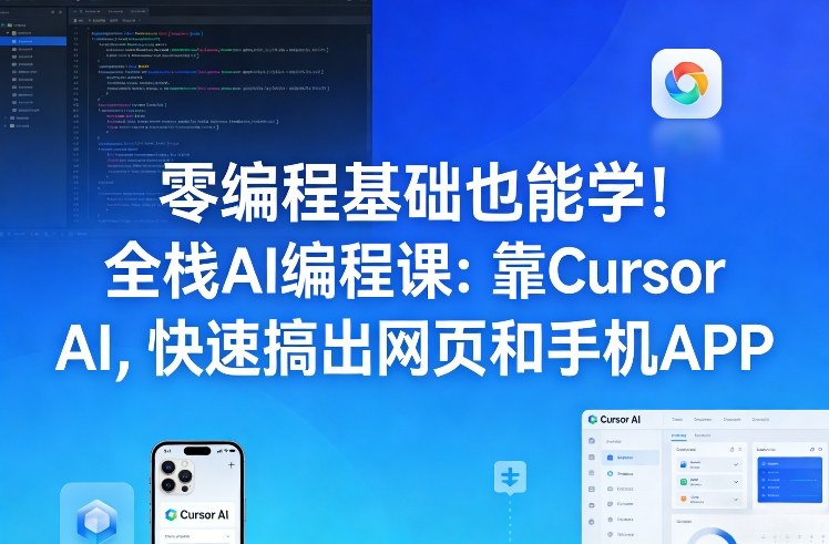 零编程基础也能学！全栈AI编程课：靠Cursor AI，快速搞出网页和手机APP-藏宝阁