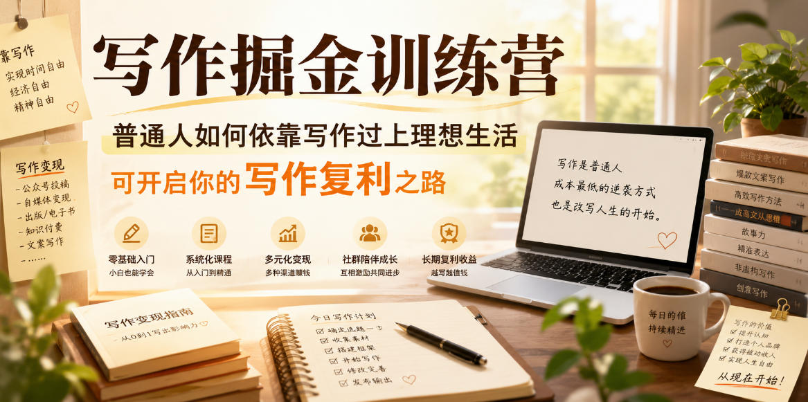 写作掘金训练营，普通人如何依靠写作过上理想生活，可开启你的写作复利之路(更新6月)-藏宝阁