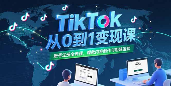 TikTok从0到1变现课，账号注册全流程，爆款内容制作与矩阵运营-藏宝阁