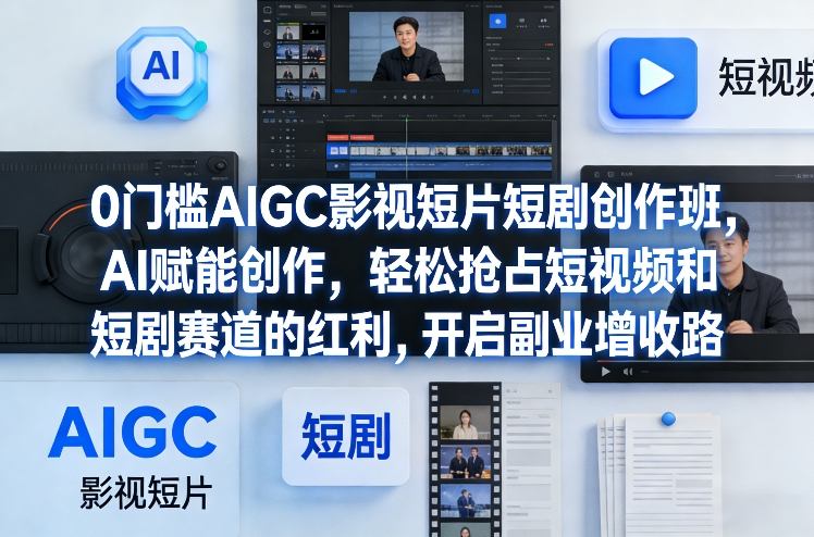 0门槛AIGC影视短片短剧创作班，AI赋能创作，轻松抢占短视频和短剧赛道的红利，开启副业增收路-藏宝阁