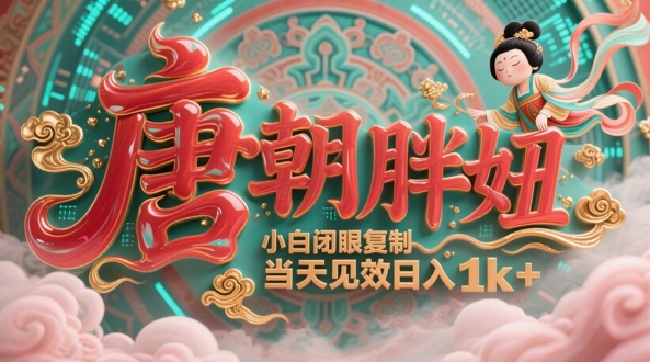 用AI克隆“唐朝胖妞”日更3条，平台疯狂推流，小白闭眼复制，当天见效，日入1k+-藏宝阁