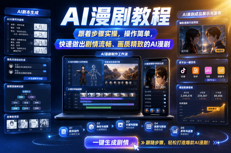 AI漫剧教程，跟着步骤实操，操作简单，快速做出剧情流畅、画质精致的AI漫剧-藏宝阁
