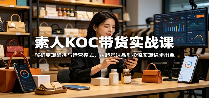 素人KOC带货实战课：解析变现路径与运营模式，从起号选品到投流实现稳步出单-藏宝阁