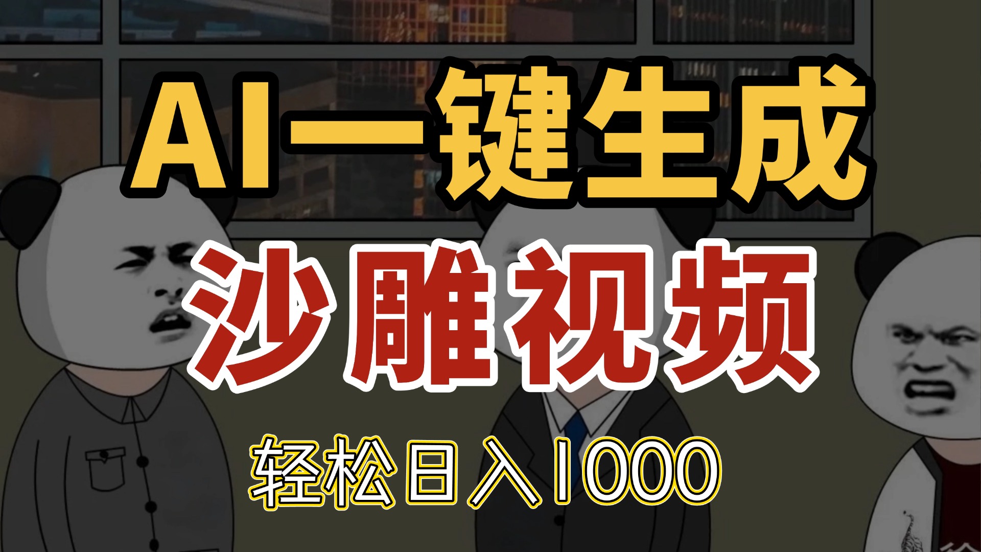 AI一键生成沙雕视频，一条视频千万播放，轻松日入1000-藏宝阁