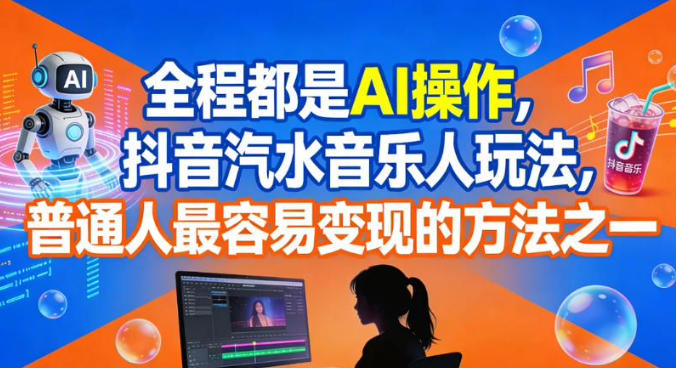 全程都是AI操作，抖音汽水音乐人玩法，普通人最容易变现的方法之一-藏宝阁