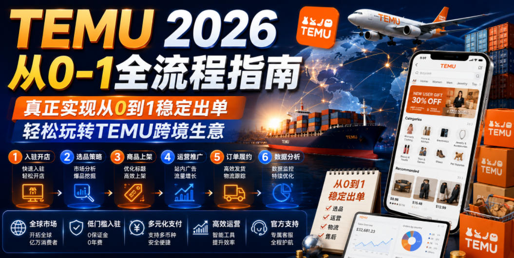 TEMU 2026从0-1全流程指南，真正实现从0到1稳定出单，轻松玩转TEMU跨境生意-藏宝阁