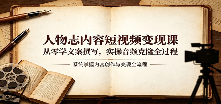 人物志内容短视频变现课：从零学文案撰写，实操音频克隆全过程-藏宝阁
