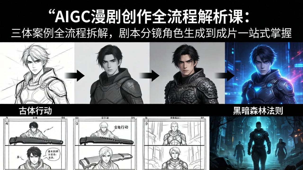 AIGC漫剧创作全流程解析课：三体案例全流程拆解，剧本分镜角色生成到成片一站式掌握-藏宝阁