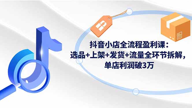 抖音小店全流程盈利课：选品+上架+发货+流量全环节拆解，单店利润破3万-藏宝阁